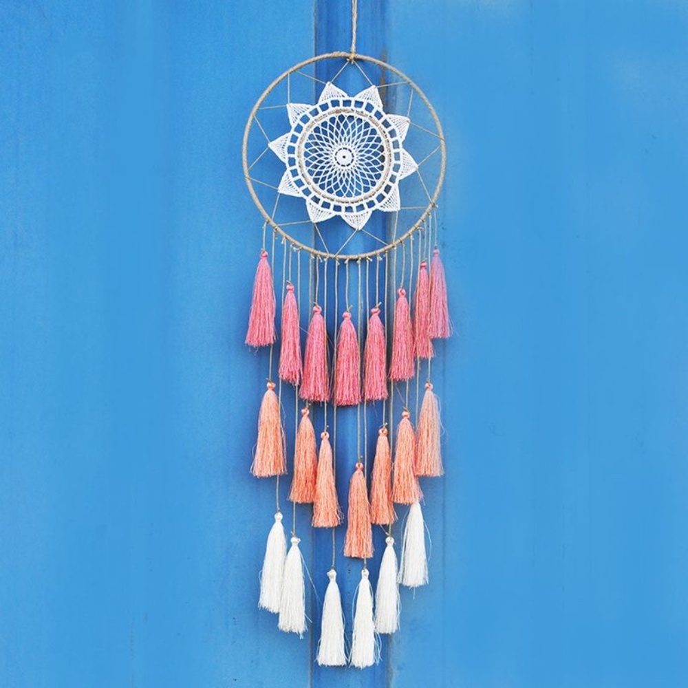 Boho Dream Catcher Wall Decor | Handmade Tassel Nursery Hanging 23”